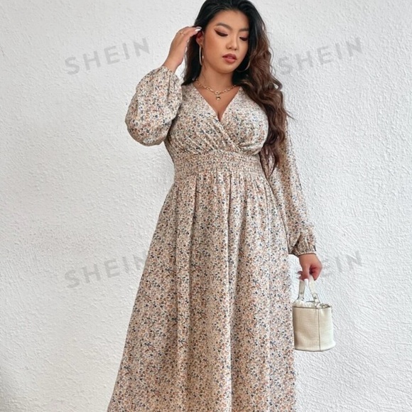 SHEIN Clasi Plus size (4X) Ditsy Floral Shirred Waist Dress - Picture 2 of 4